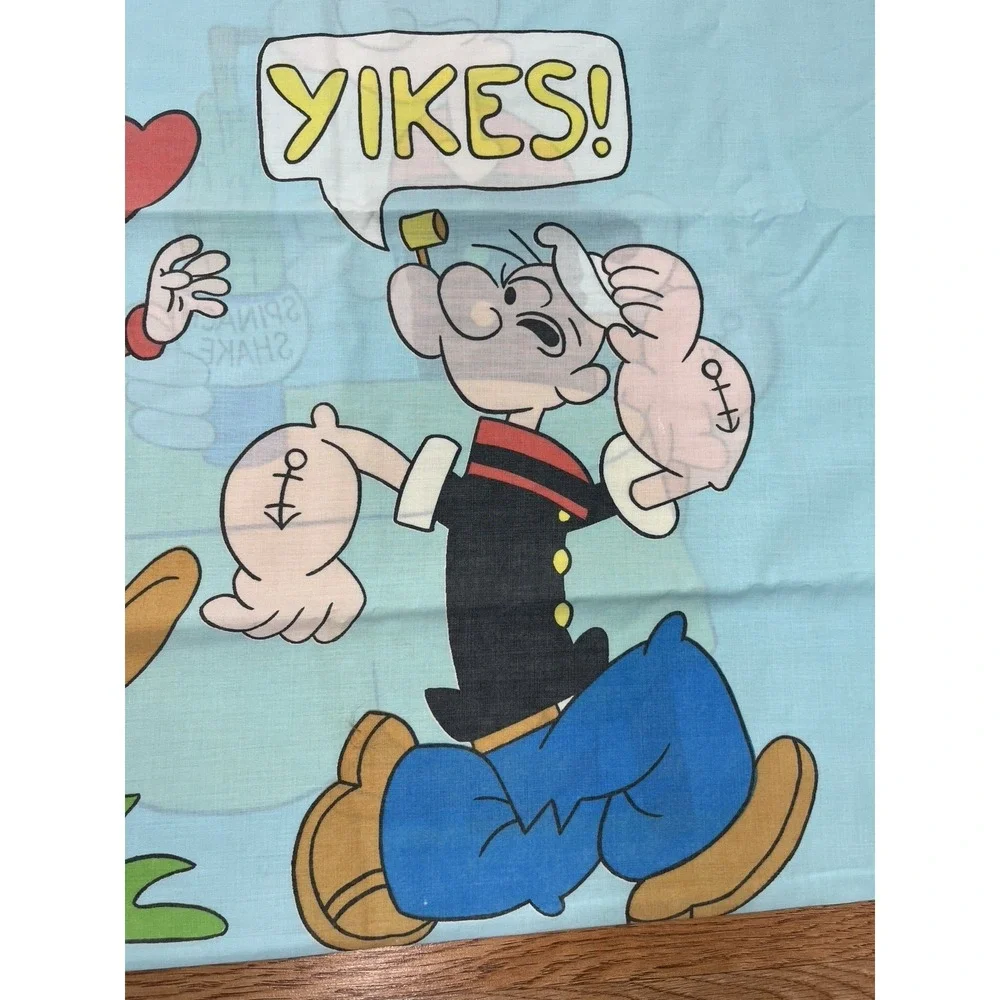 Vintage Pillowcase with Popeye, Olive Oyl & Sweet Pea - Double Sided